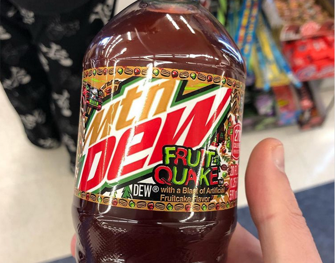 Bottle of Mountain Dew Fruit Quake