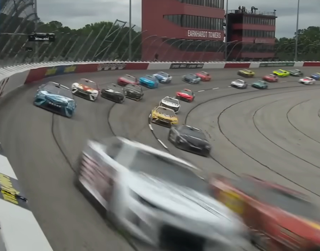 NASCAR Cup Series cars racing in 2022 Goodyear 400 at Darlington Raceway 05-08-22