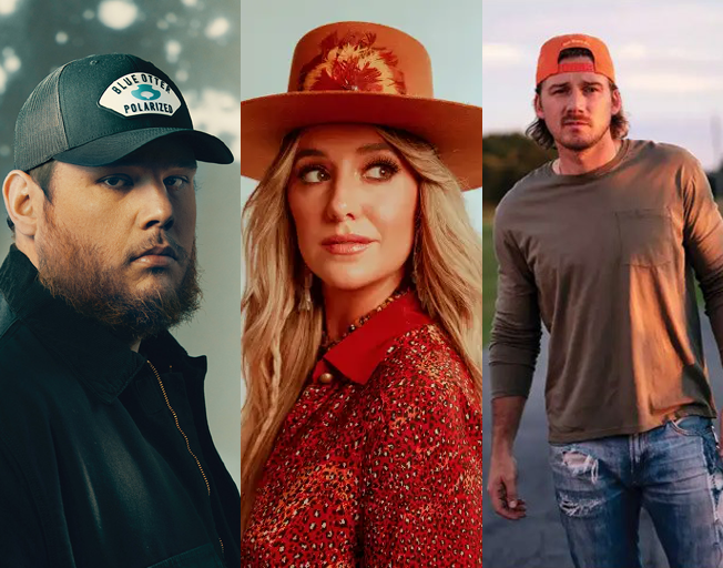 (L-R) Luke Combs, Lainey Wilson & Morgan Wallen