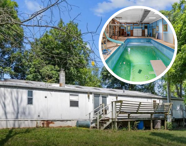 Double-wide trailer for sale with indoor pool