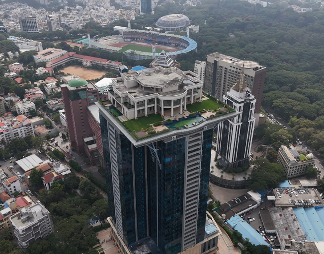 Mansion on top of a skyscraper in Bangalore, India