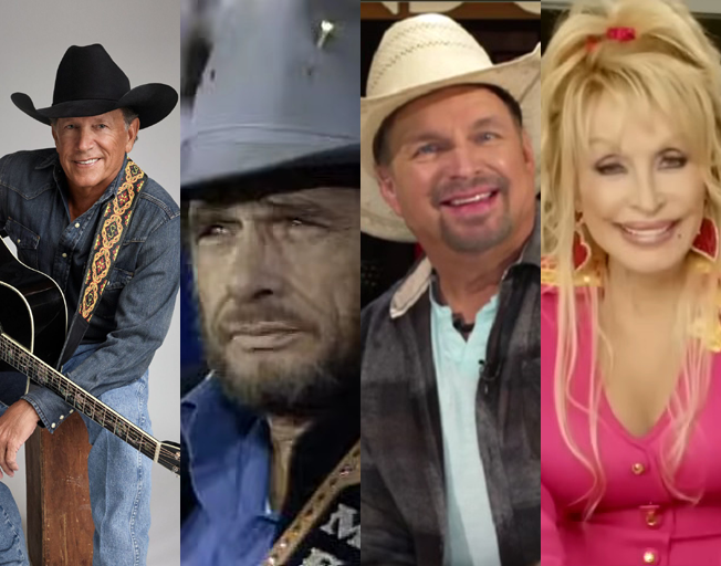 (L-R) George Strait, Merle Haggard, Garth Brooks, Dolly Parton